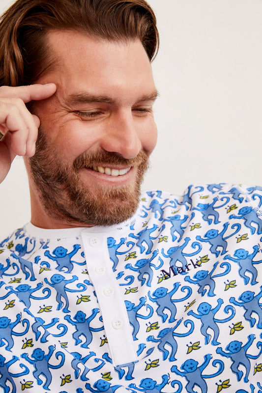 Personalized Mens Monkey Spencer Pajamas view 2