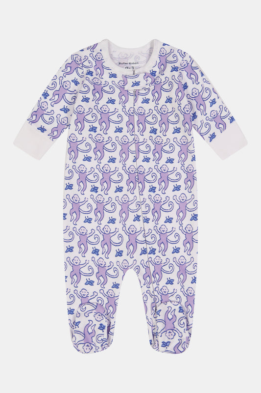 Infant Monkey Zipper Footie view 1