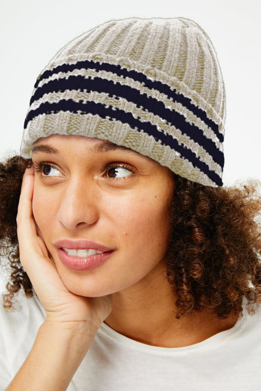 Stripe Fold Over Beanie view 1